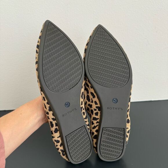 Rothy’s Pointed Toe Leopard Animal Print Ballerina Slip On Comfort Flat Size 10 - Picture 10 of 12